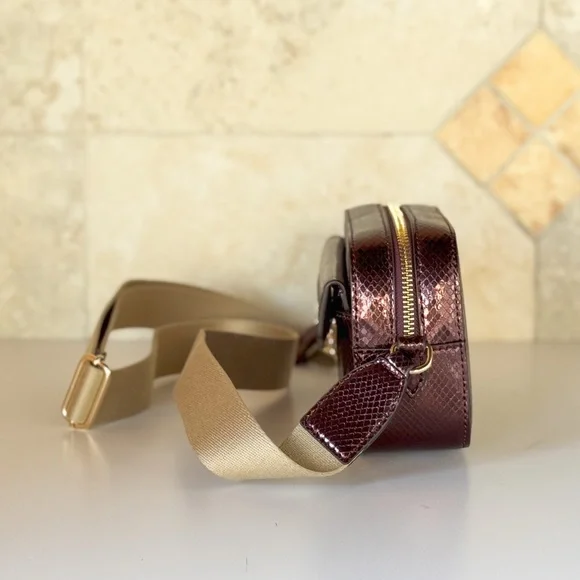 Michael Kors Maisie 2 in 1Camera Crossbody Bag Exotic Print Oxblood